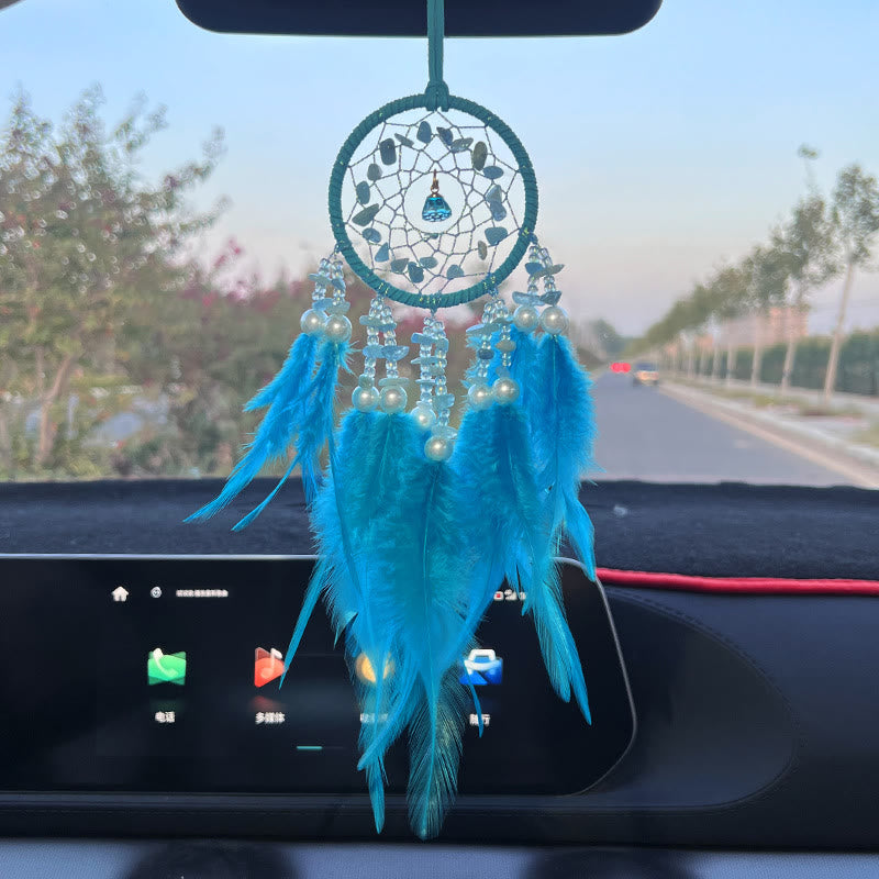 Olivenorma Car View Mirror Hanging Handwoven Dream Catcher - Aquamarine - image 11