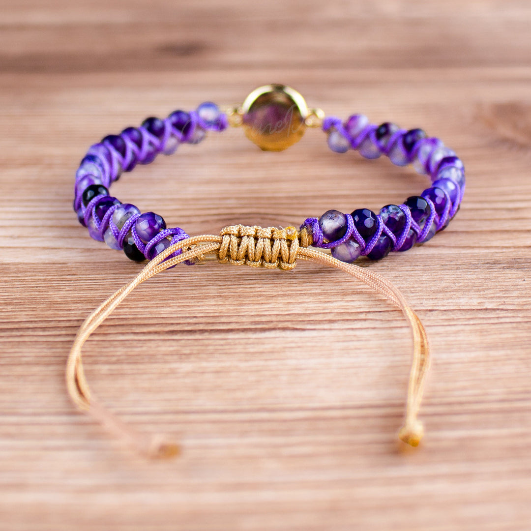 Olivenorma Purple Agate Woven Women's Bracelet - image 4