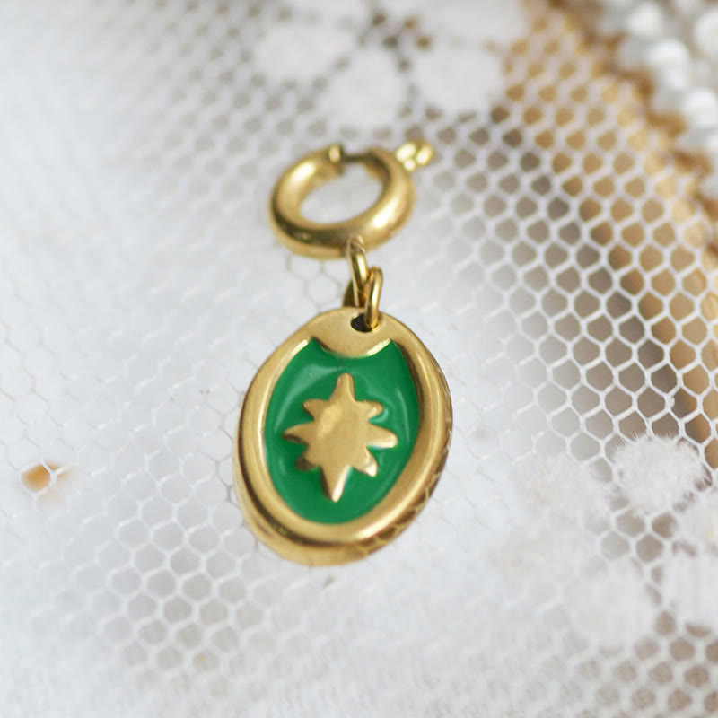 Olivenorma Geometric Round Or Water Drop Crystal Gold Pendant Necklace - Green Resin Octagonal Star - Necklace #5 - image 18