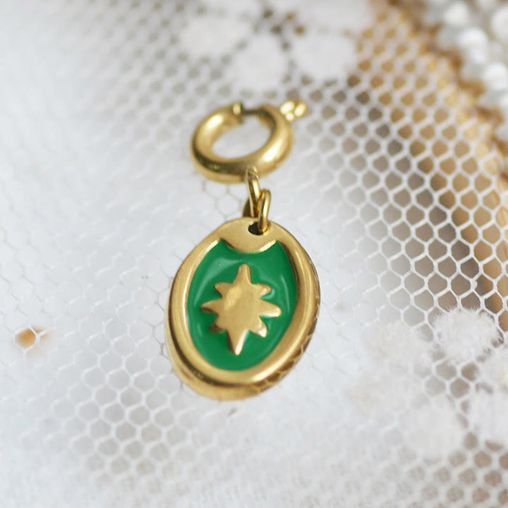 Olivenorma Geometric Round Or Water Drop Crystal Gold Pendant Necklace - Green Resin Octagonal Star - Necklace #5 - image 18