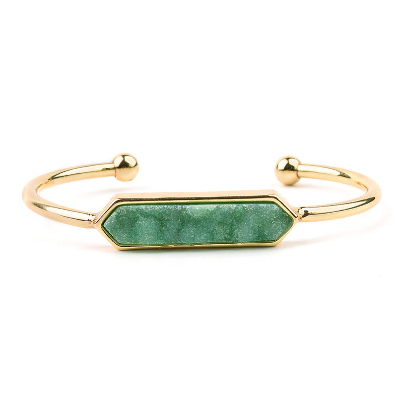 Olivenorma Natural Crystal Cluster Metal Copper Cuff Bracelet - Prehnite - Gold - image 6