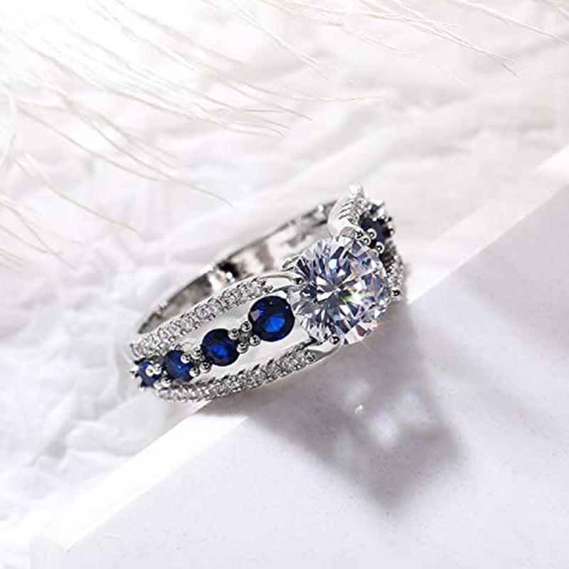 Olivenorma Creative Hollow Sapphire Blue Zircon Ring - image 2