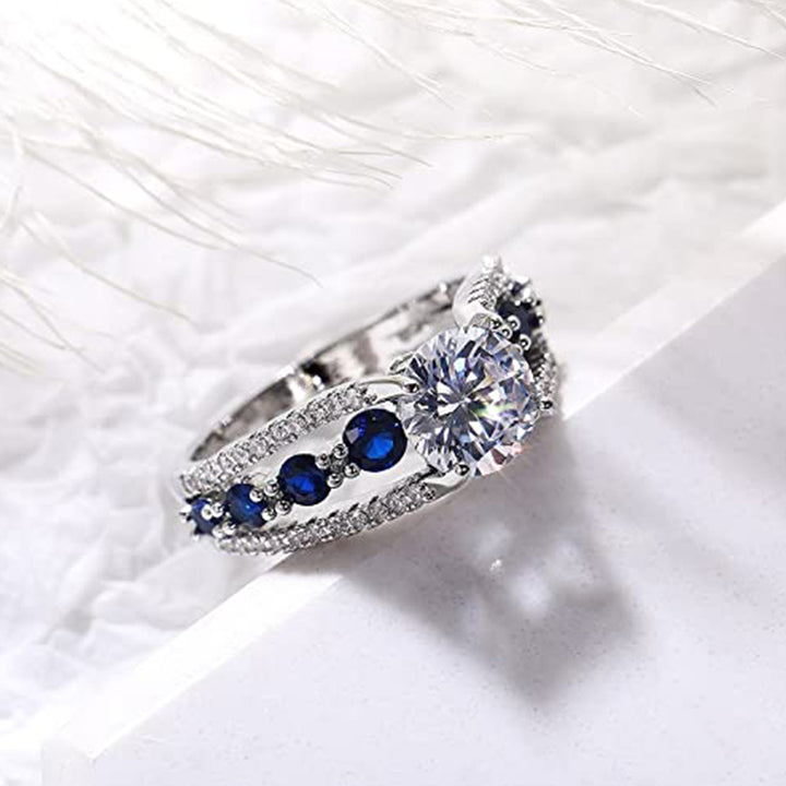 Olivenorma Creative Hollow Sapphire Blue Zircon Ring - image 2