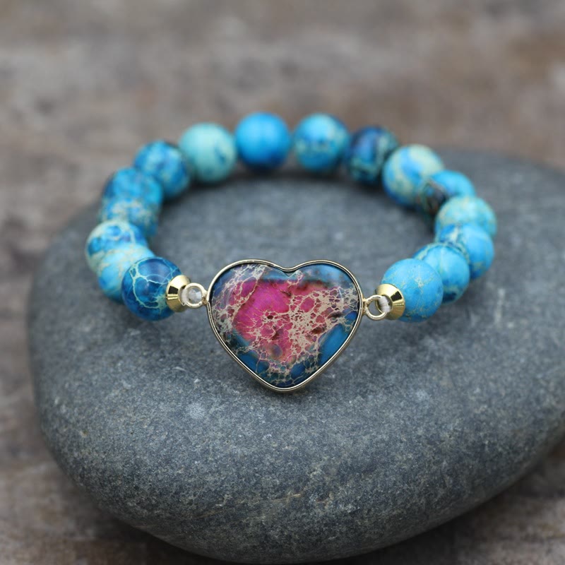 Olivenorma Emperor Stone Woven Beads Handle Braided Bracelet - Blue Emperor Stone - image 0