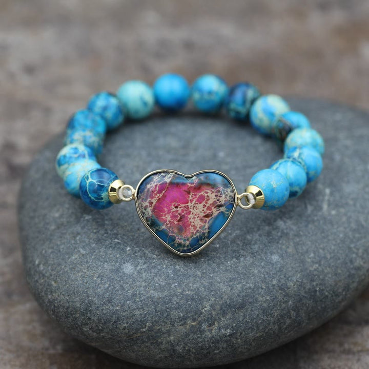 Olivenorma Emperor Stone Woven Beads Handle Braided Bracelet - Blue Emperor Stone - image 0