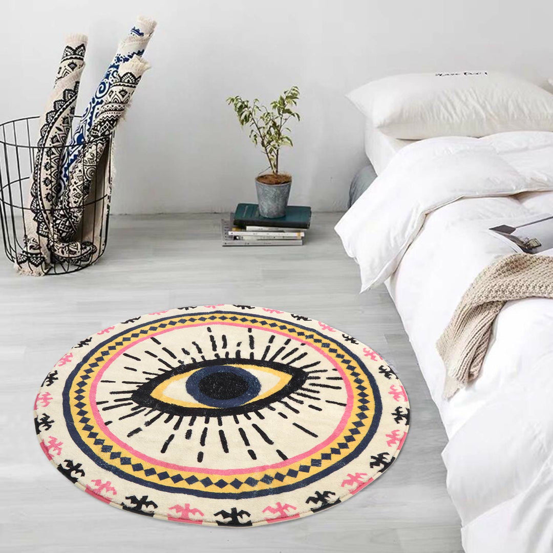 Olivenorma Round Pink Evil Eye Rugs Non-Slip Carpet - image 1