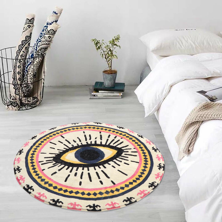 Olivenorma Round Pink Evil Eye Rugs Non-Slip Carpet - image 1