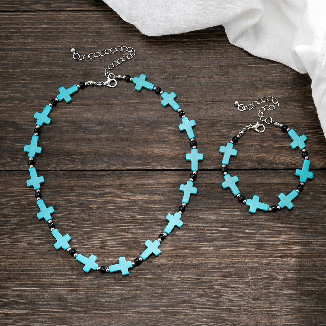 Olivenorma Turquoise Cross Strand Necklace - image 5