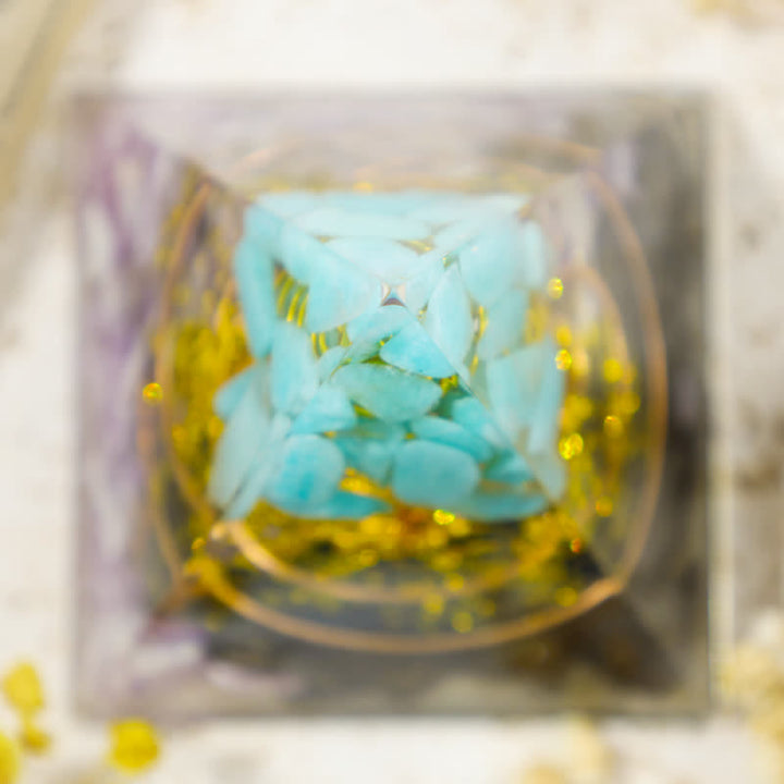 Olivenorma Blue Chalcedony Tree Of Life Orgone Pyramid - image 3