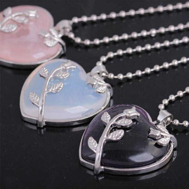 Olivenorma Heart Shaped Rose Gemstone Necklace - image 14