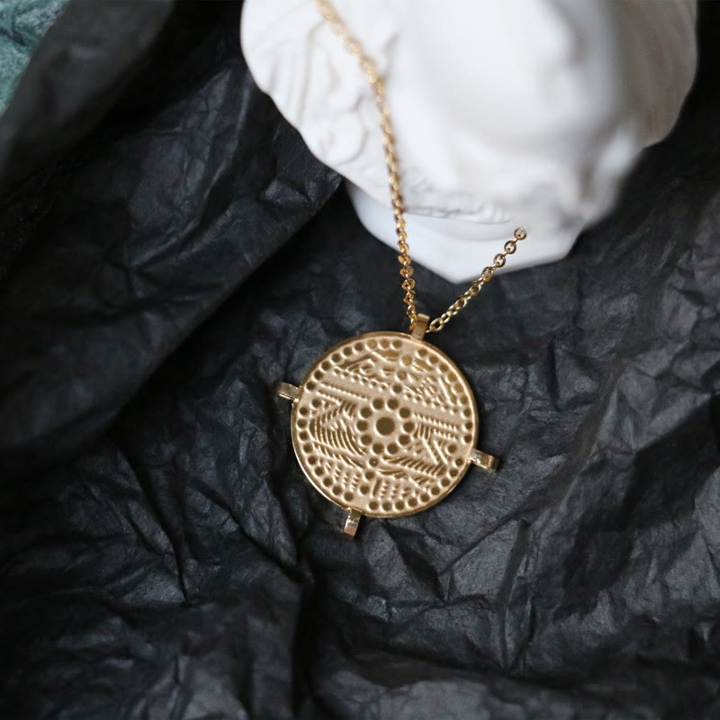 Olivenorma Tarot Titanium Steel Gold Plated Necklace - The wheel of fate - image 3