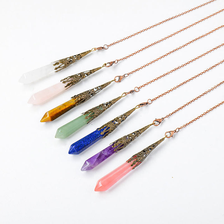 Olivenorma Natural Crystal Golden Silver Color Copper Chain Pendulum - Copper - Amethyst - image 3