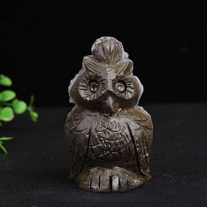Olivenorma Natural Amethyst Cluster Butterfly Owl Carved Ornament Ornament - Amethyst & Owl - image 2