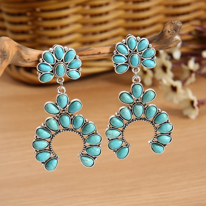 Olivenorma Chunky Turquoise Drop Bohemia Earrings - image 3