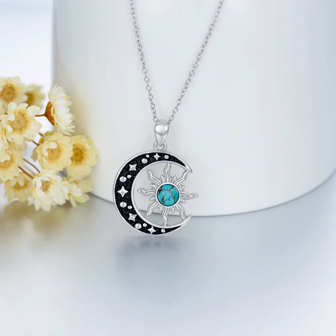 Olivenorma Turquoise Moon Sun Pendant Necklace - image 2