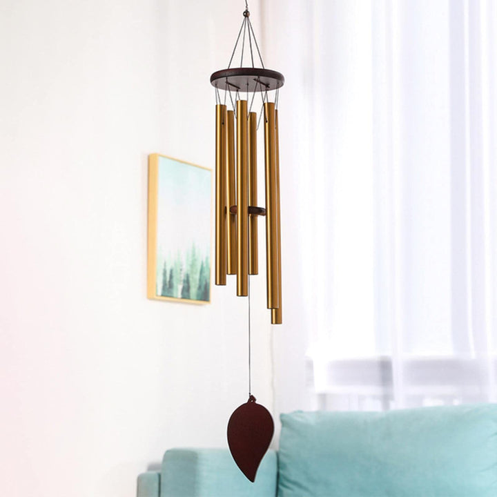 Olivenorma Antique 6 Tubes Wind Chime - Bronze Aluminum Tube & Leaf Pendant - image 0