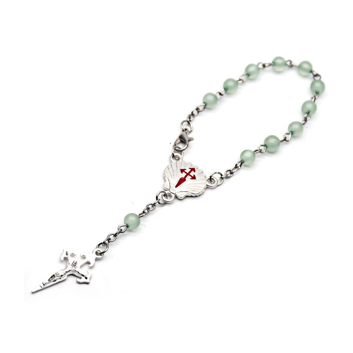 Olivenorma Green Aventurine Rosary Cross Prayer Beads Bracelet - Green Aventurine - image 0