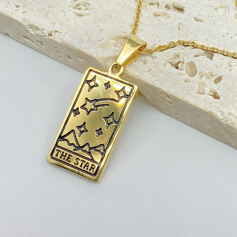 Olivenorma Vintage Tarot Card Fortune Necklace - The Star - Gold - image 1