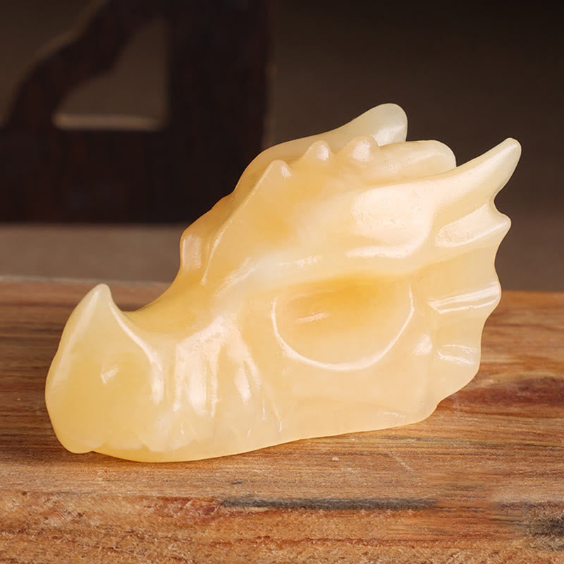 Olivenorma Crystal Stone Carving Dragon Head Gemstone Decoration - Yellow Aventurine - 8cm - image 13