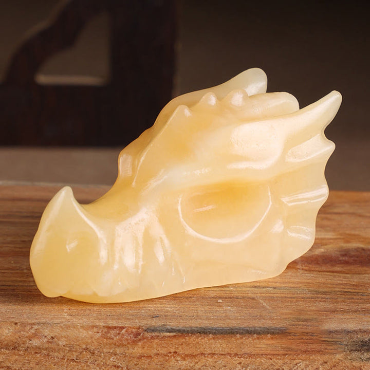 Olivenorma Crystal Stone Carving Dragon Head Gemstone Decoration - Yellow Aventurine - 8cm - image 13