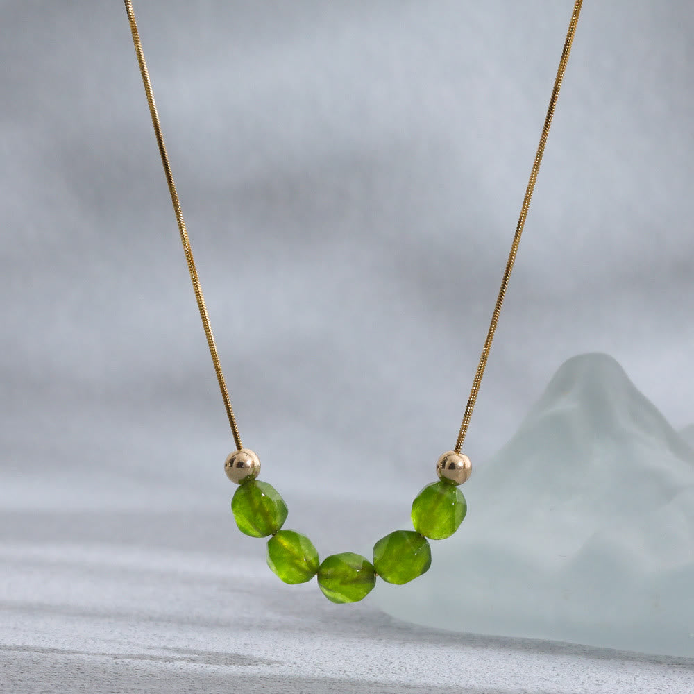 Olivenorma Natural Prehnite Beaded Stainless Steel 18K Necklace - Prehnite - image 0