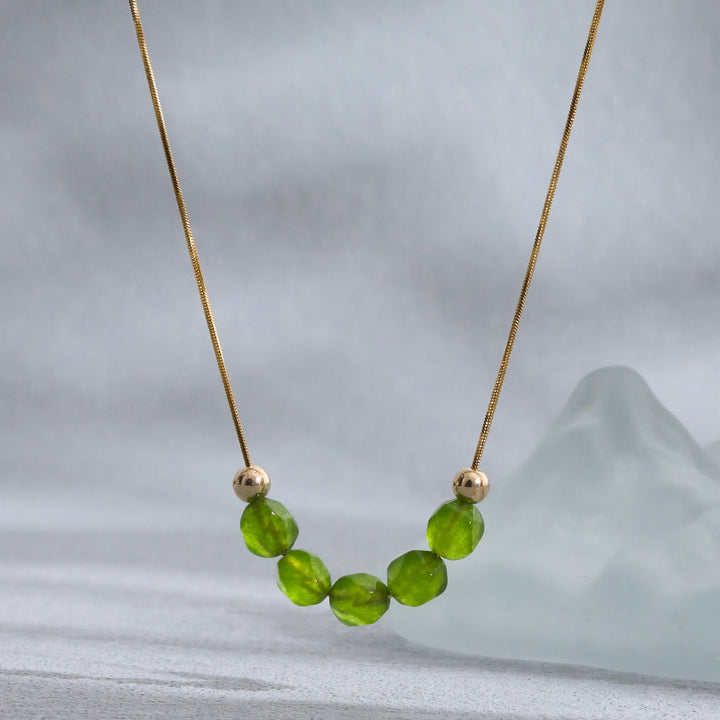 Olivenorma Natural Prehnite Beaded Stainless Steel 18K Necklace - Prehnite - image 0