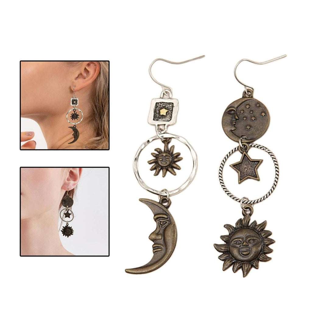Olivenorma Face Sun Moon Pendant Earrings Bohemian Earrings - image 5