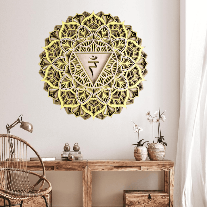 Olivenorma Green Lotus Yoga Meditation 3D Wall Decor - 36cm*36cm&Yellow - image 4