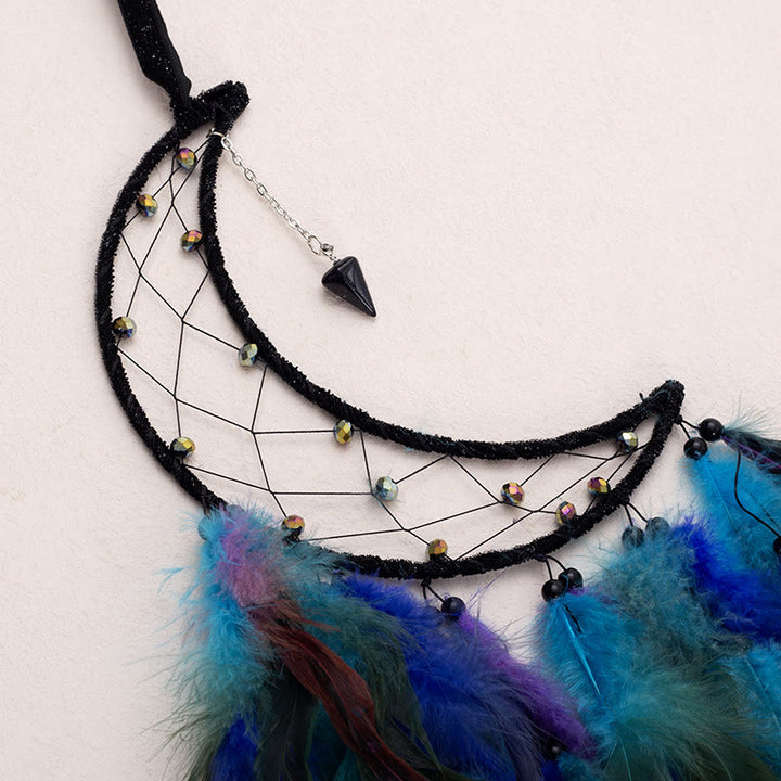Olivenorma Blue Sandstone Pendant Moon Feather Dream Catcher - image 3