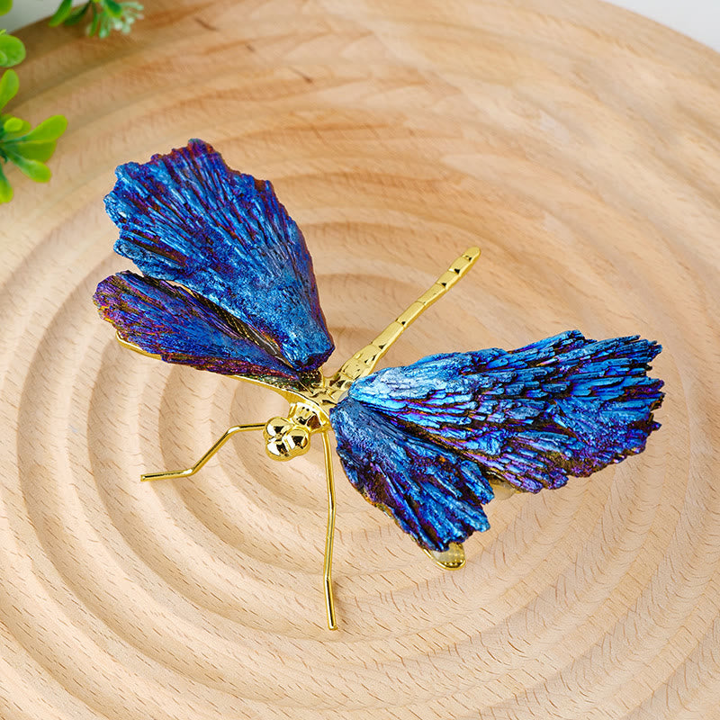 Olivenorma Aura Tourmaline Kyanite Dragonfly Gemstone Decoration - Gold - image 1