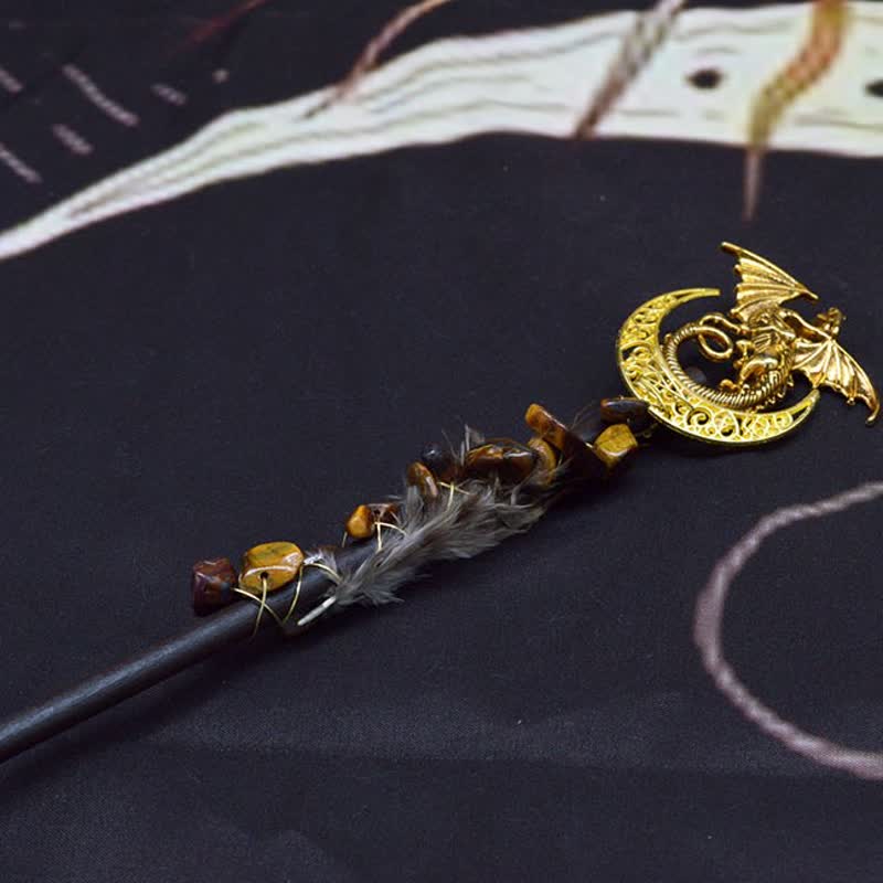 Olivenorma Natural Fairy Moon With Feather Crystal Wands - Tiger Eye - image 22