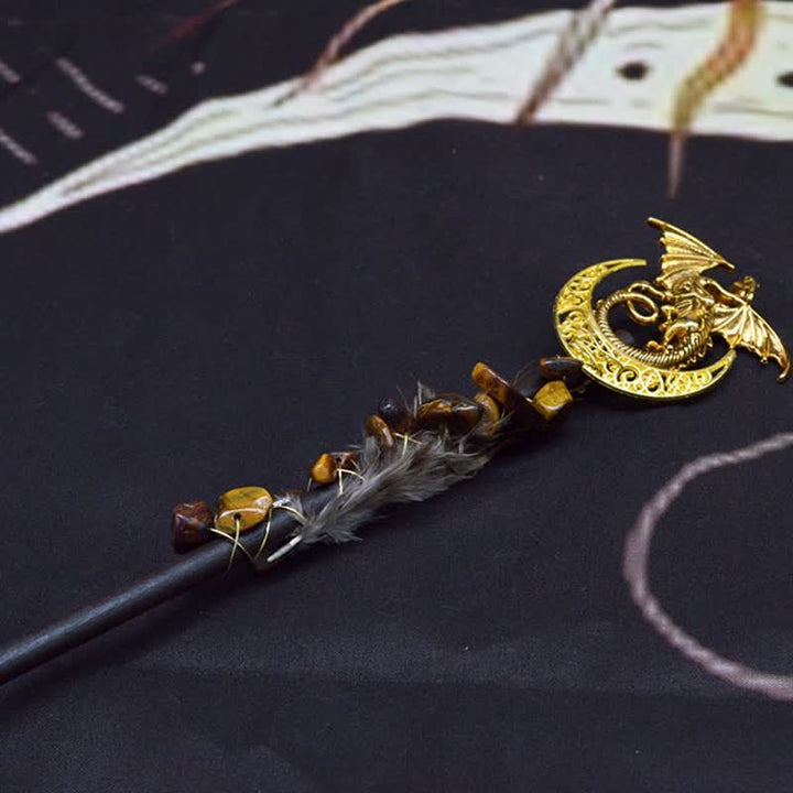 Olivenorma Natural Fairy Moon With Feather Crystal Wands - Tiger Eye - image 22