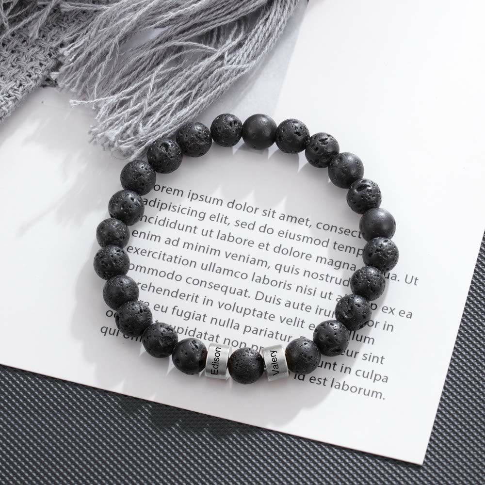 Olivenorma Natural Stone Engraving Personalized Beads Men Bracelet - image 36
