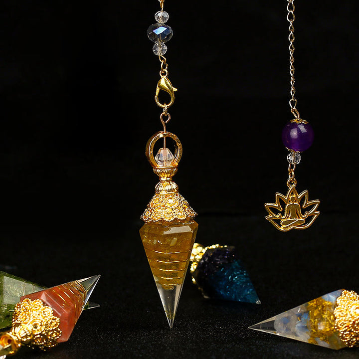 Olivenorma Natural Crystal Resin Hexagonal Pyramid Pendulum - image 0