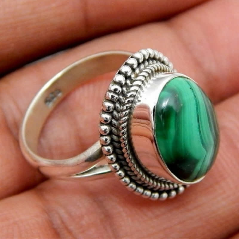 Natural Malachite Protection Ring - image 3