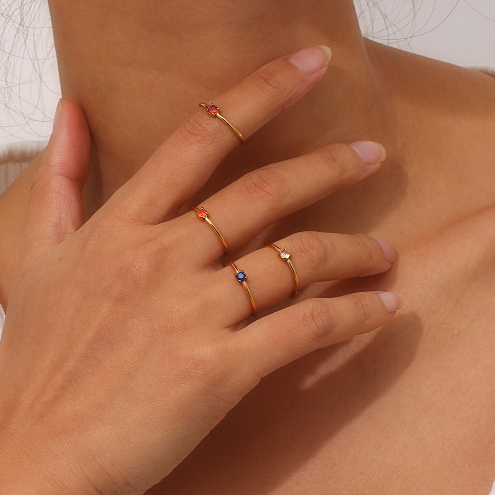 Olivenorma Simple Birthstone Stainless Steel Plated 18k Ring - image 28