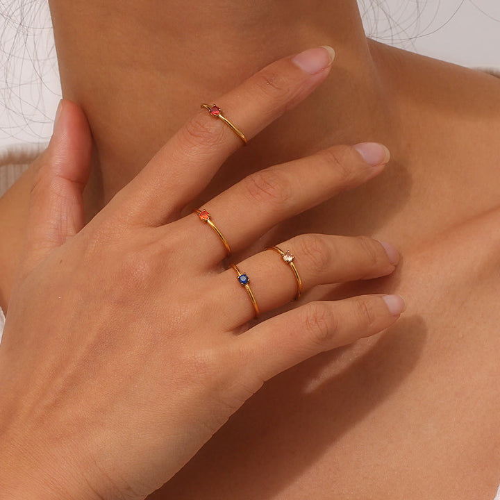 Olivenorma Simple Birthstone Stainless Steel Plated 18k Ring - image 28