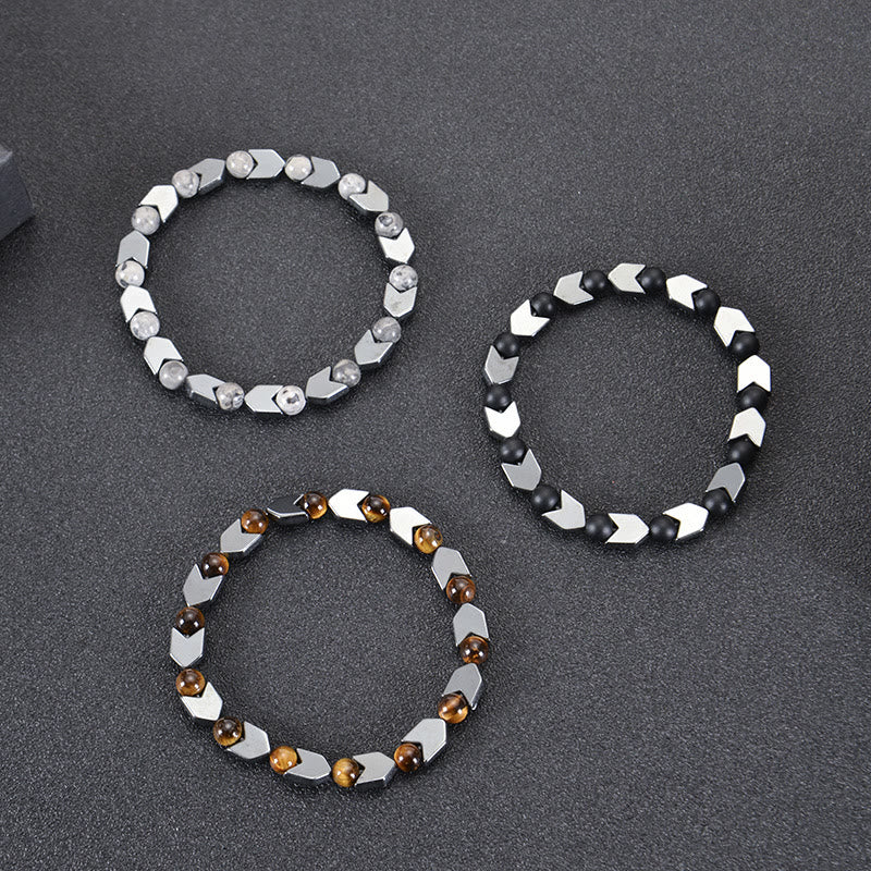 Olivenorma Arrow Hematite Tiger Eye Beaded Men Bracelet - image 10
