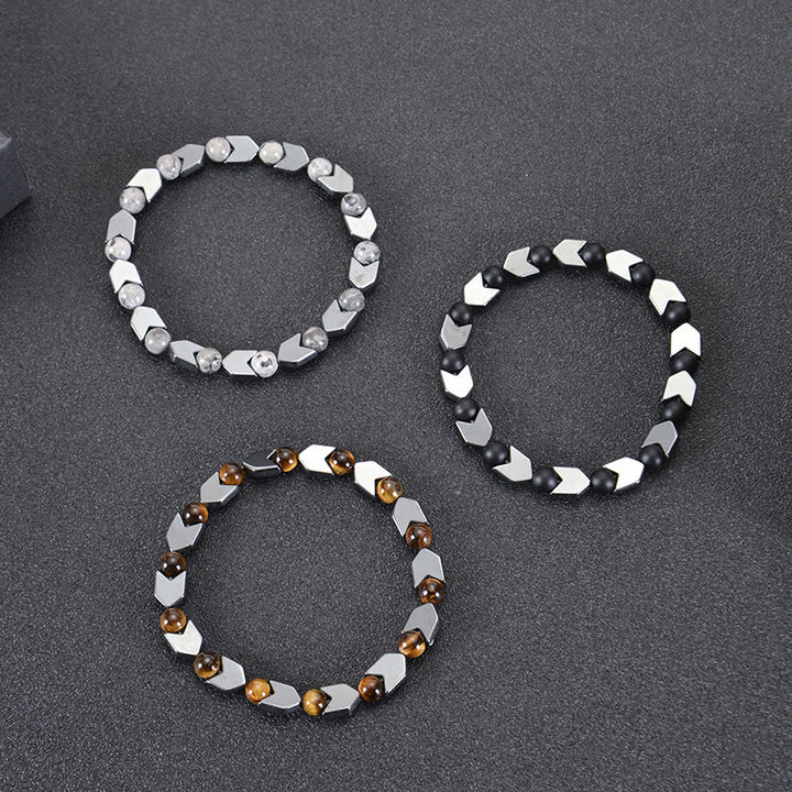 Olivenorma Arrow Hematite Tiger Eye Beaded Men Bracelet - image 10
