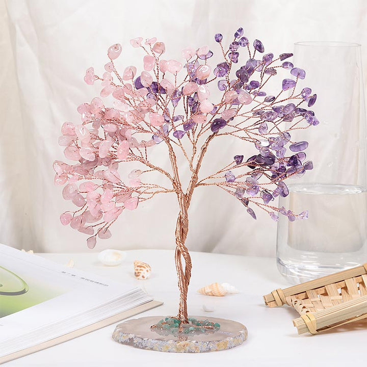 Olivenorma Natural Crystal Stone Feng Shui Tree - Pink Crystal&Amethyst - image 3