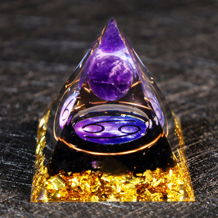 Olivenorma Amethyst Ball Obsidian Gravel Zodiac Cancer Orgone Pyramid - image 2