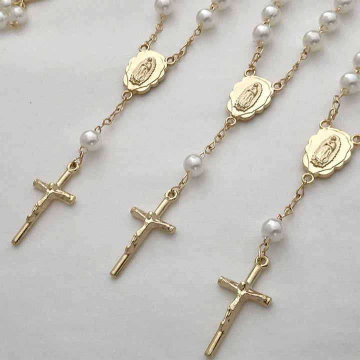 Olivenorma Pearl Cross Virgin Mary Rosary Bracelet - image 3