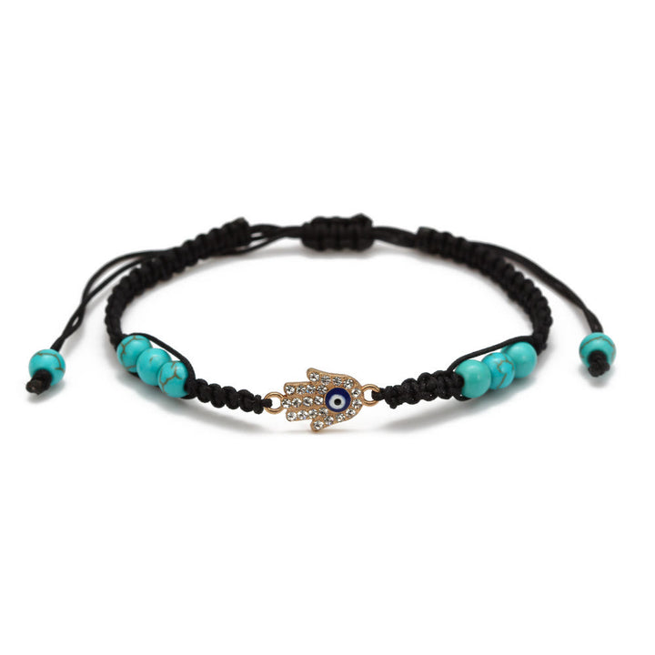 Olivenorma Turquoise White Zircon Evil Eye Braided Adjustable Bracelet - Evil Eye&Hamsa - Black - image 10