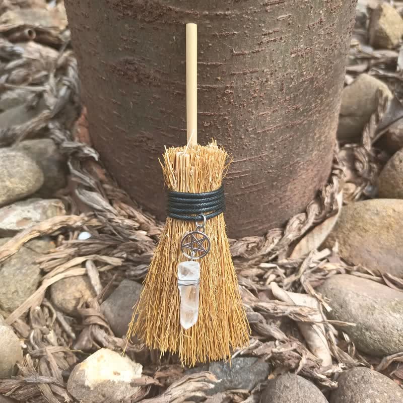 Olivenorma Handmade Mini Broom Crystal Ornamet - Pentagram & Clear Crystal - image 9