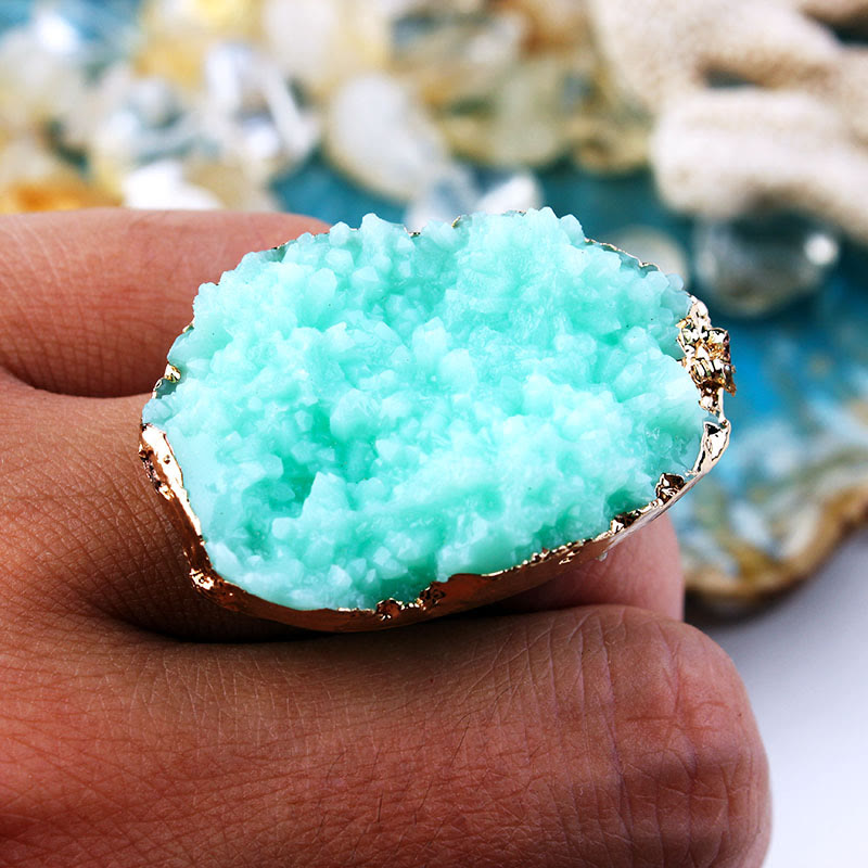 Olivenorma Amazonite Citrine Cluster Ring - Amazonite - image 0