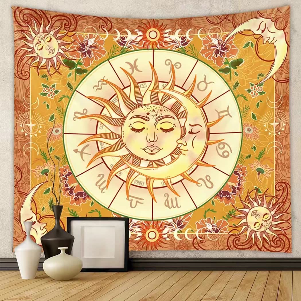 Olivenorma Yellow Sun Boho Zodiac Tapestry - 180*230cm - image 0