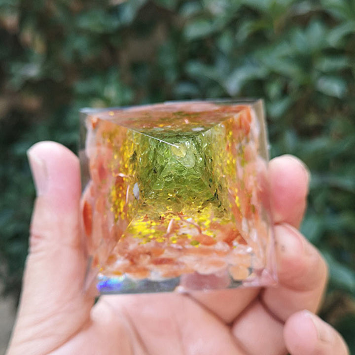 Olivenorma Sun Stone Peridot Tree Of Life Orgone Pyramid - image 2