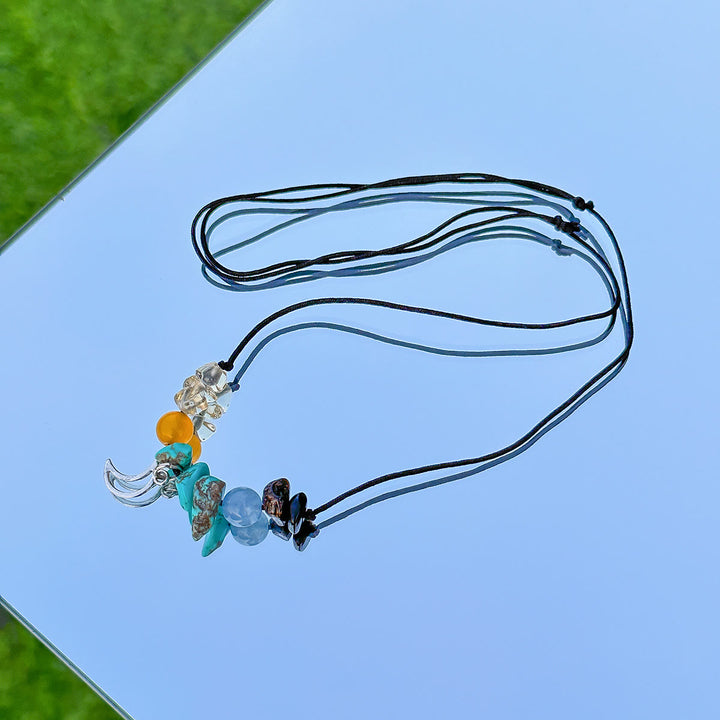 Olivenorma Natural Stone Butterfly Tassel Leather Wax Thread Necklace - image 32