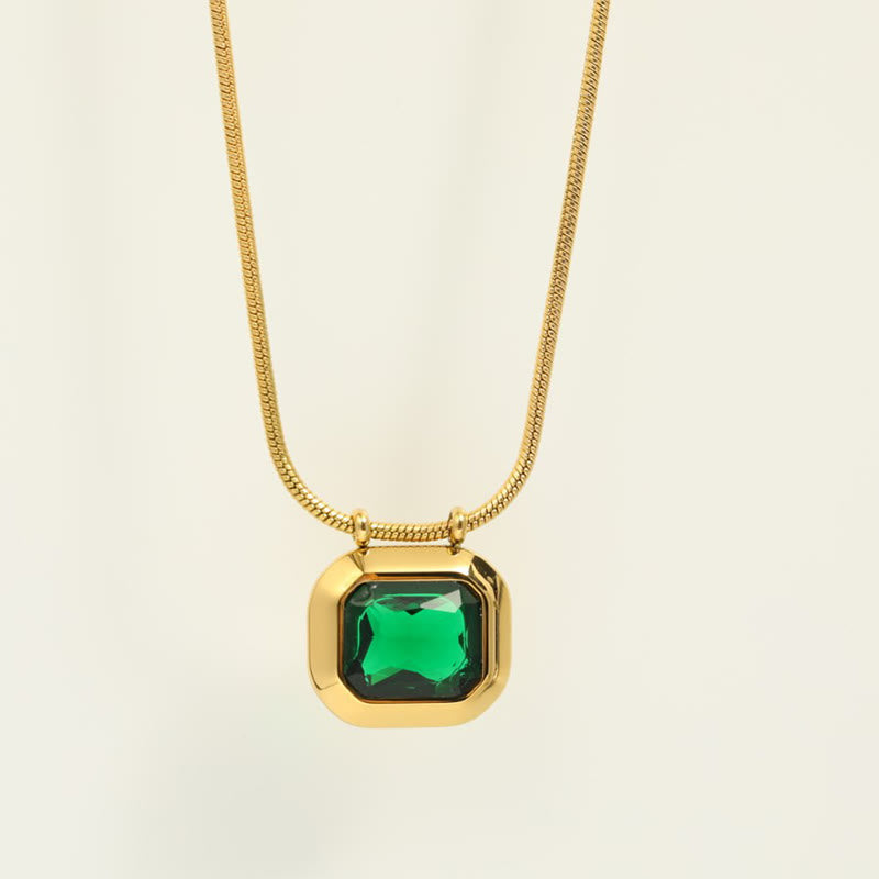 Olivenorma Sliding White Crystal Stainless Steel Necklace - Emerald - image 9