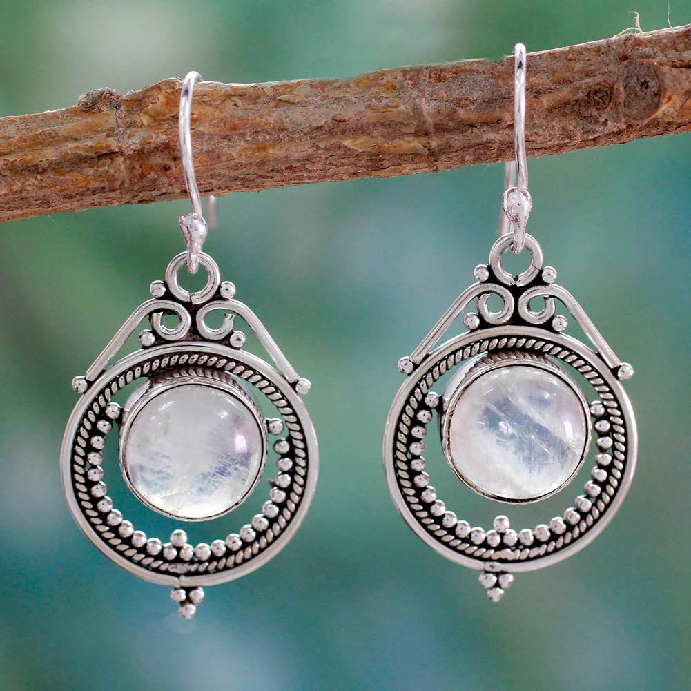 Olivenorma Women Vintage Hook Moonstone Earrings - Moonstone - image 0